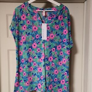 NWT Dear Scarlett Floral Blouse Size XL Bright Spring Summer Top